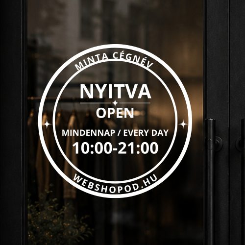 Nyitvatartás matrica